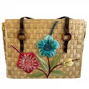 Vintage Women Straw Bags Summer Beach Large, Patti Originals